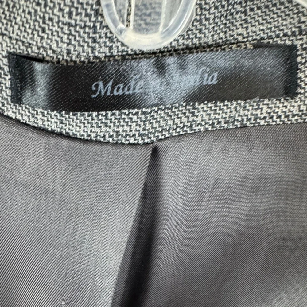 Lauren Ralph Lauren Made in‎ Italy Gray Plaid Silk Wool Sport Coat Blazer 44S
